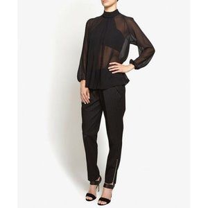 Robert Rodriguez Intermix Illusion Mirror Silk Blouse in Black Size 4